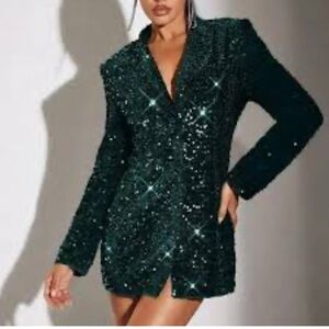 SHEIN Green Sequin Mini Dress